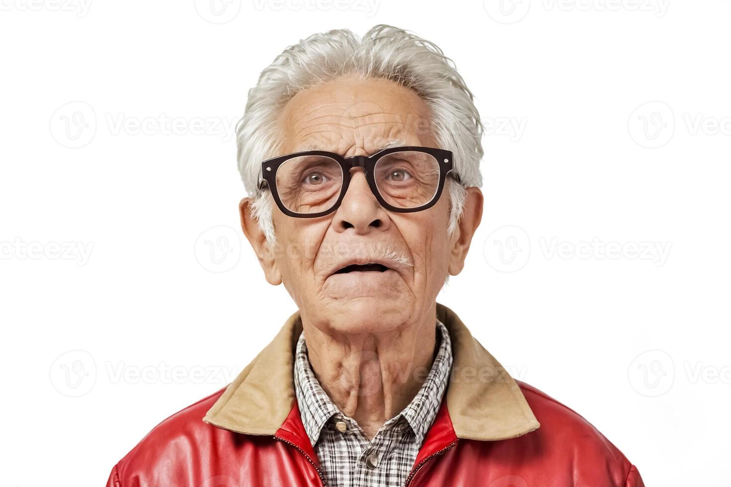 Portrait of a Surprised Elderly Man with Glasses photo