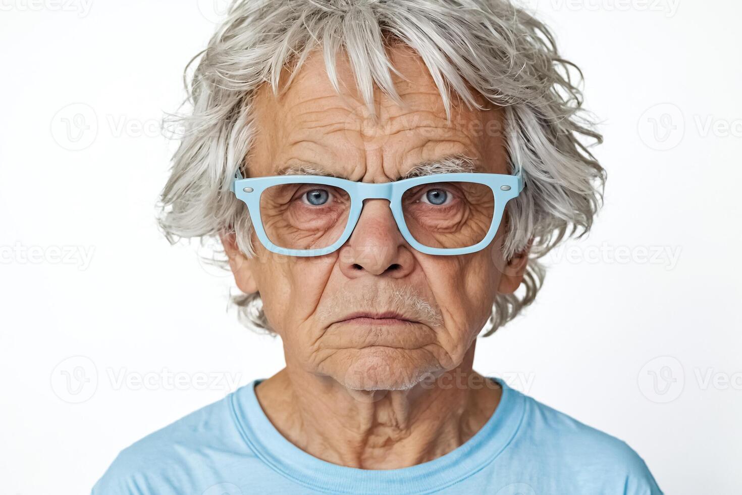 Portrait of a Senior Man with Blue Glasses photo