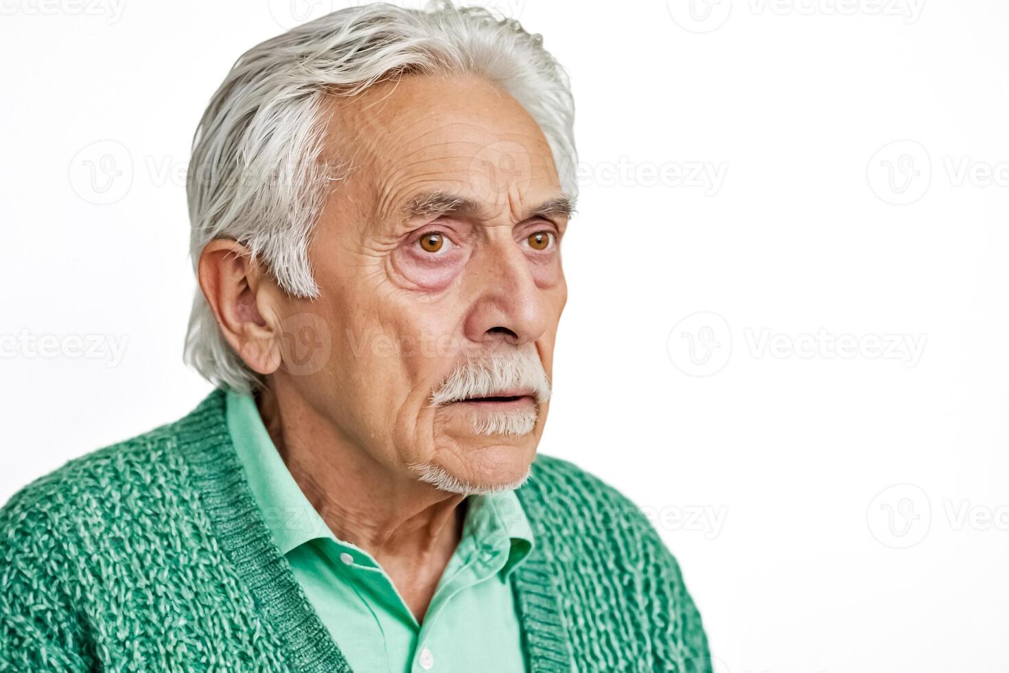 Portrait of a Senior Man with White Hair and a Mustache photo