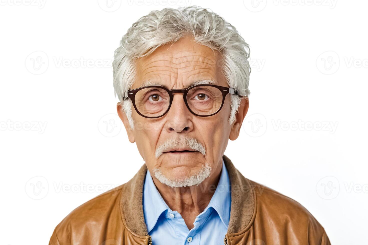 Portrait of a Senior Man with Glasses and a Thoughtful Expression photo