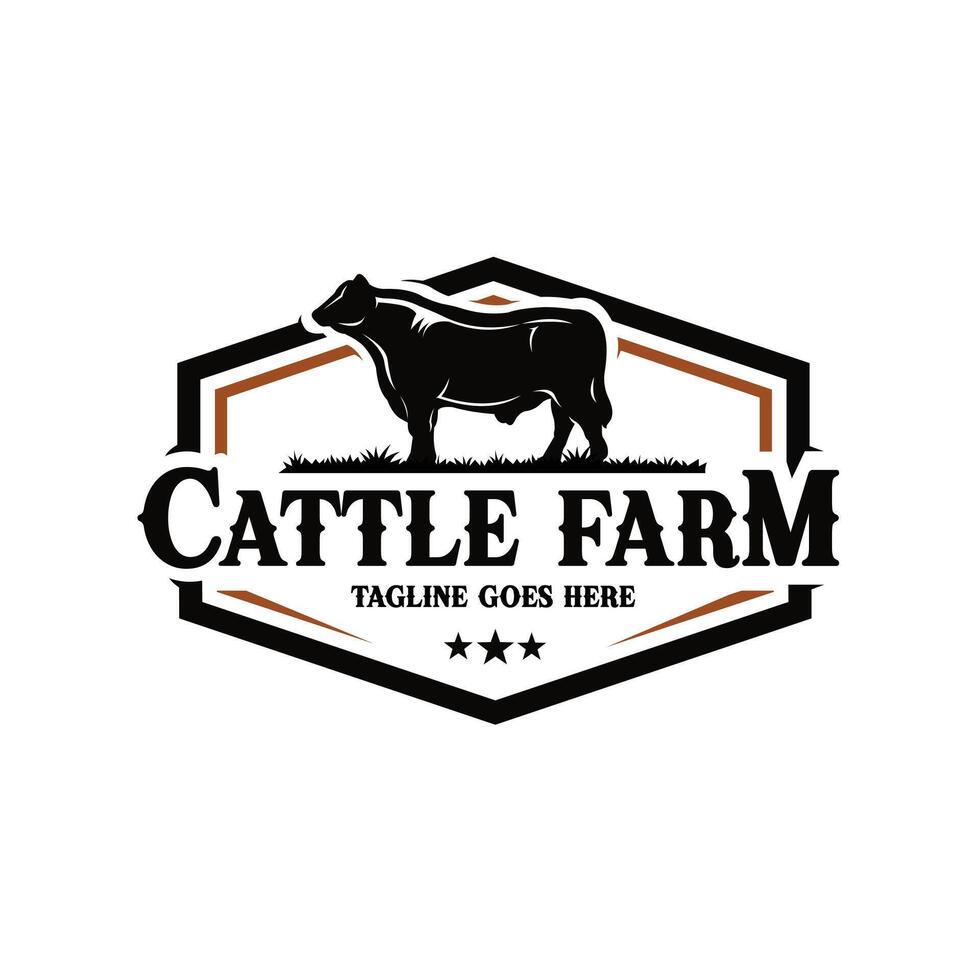 Cattle farm logo template isolated. Best for livestock ranch related industry logo vector