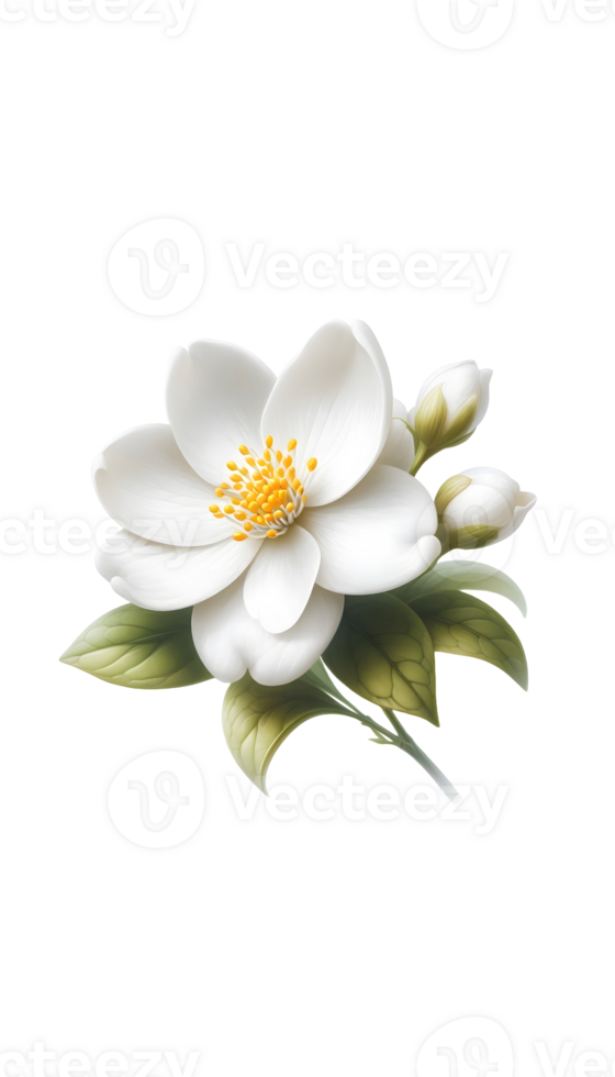 White flower isolated on transparent background png