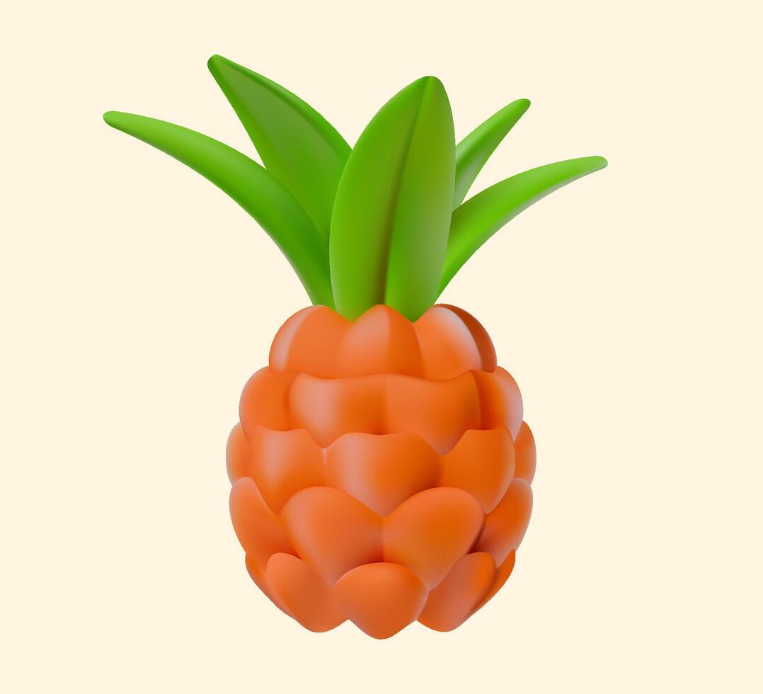 3D Illustration of Pineapple vector