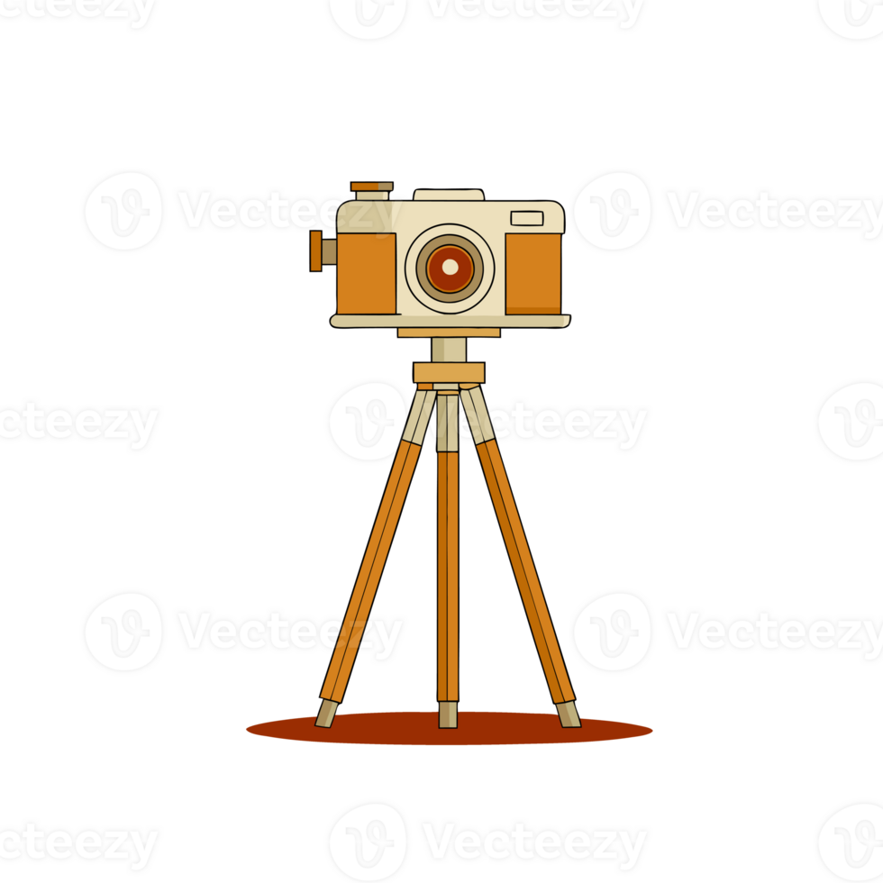 graphic retro dslr camera on tripod png