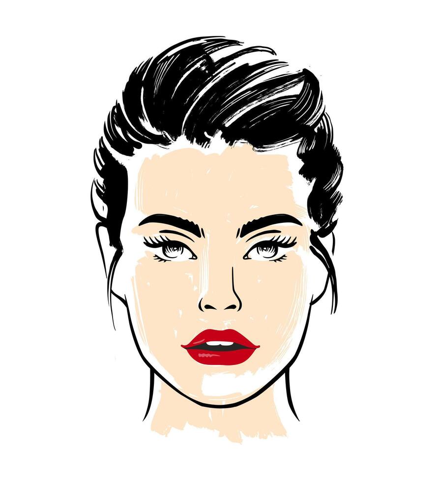 Portrait of beautiful young woman . Glamour fashion beauty face vector