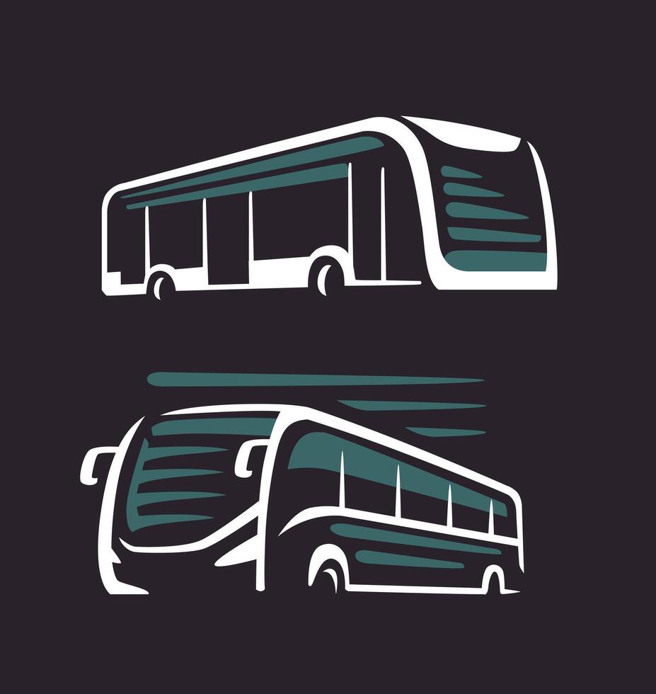 City bus logo line template. vector