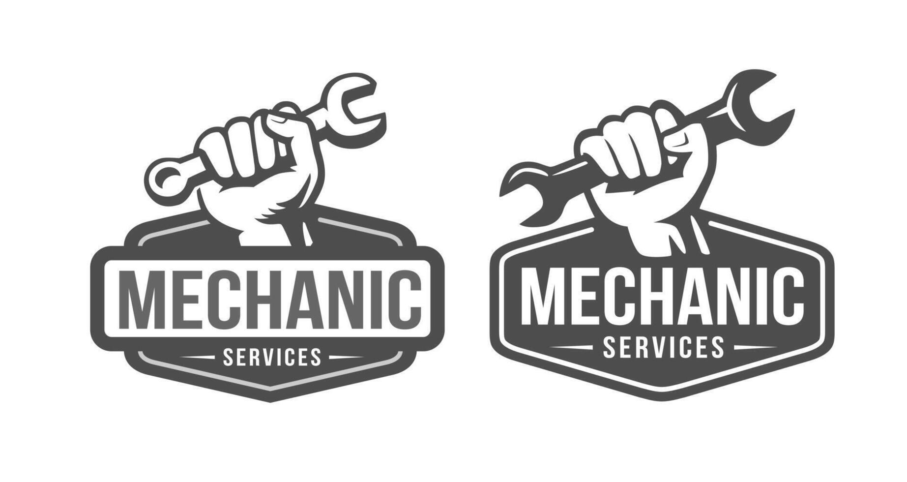 Wrench Mechanic emblem. Logo template vector