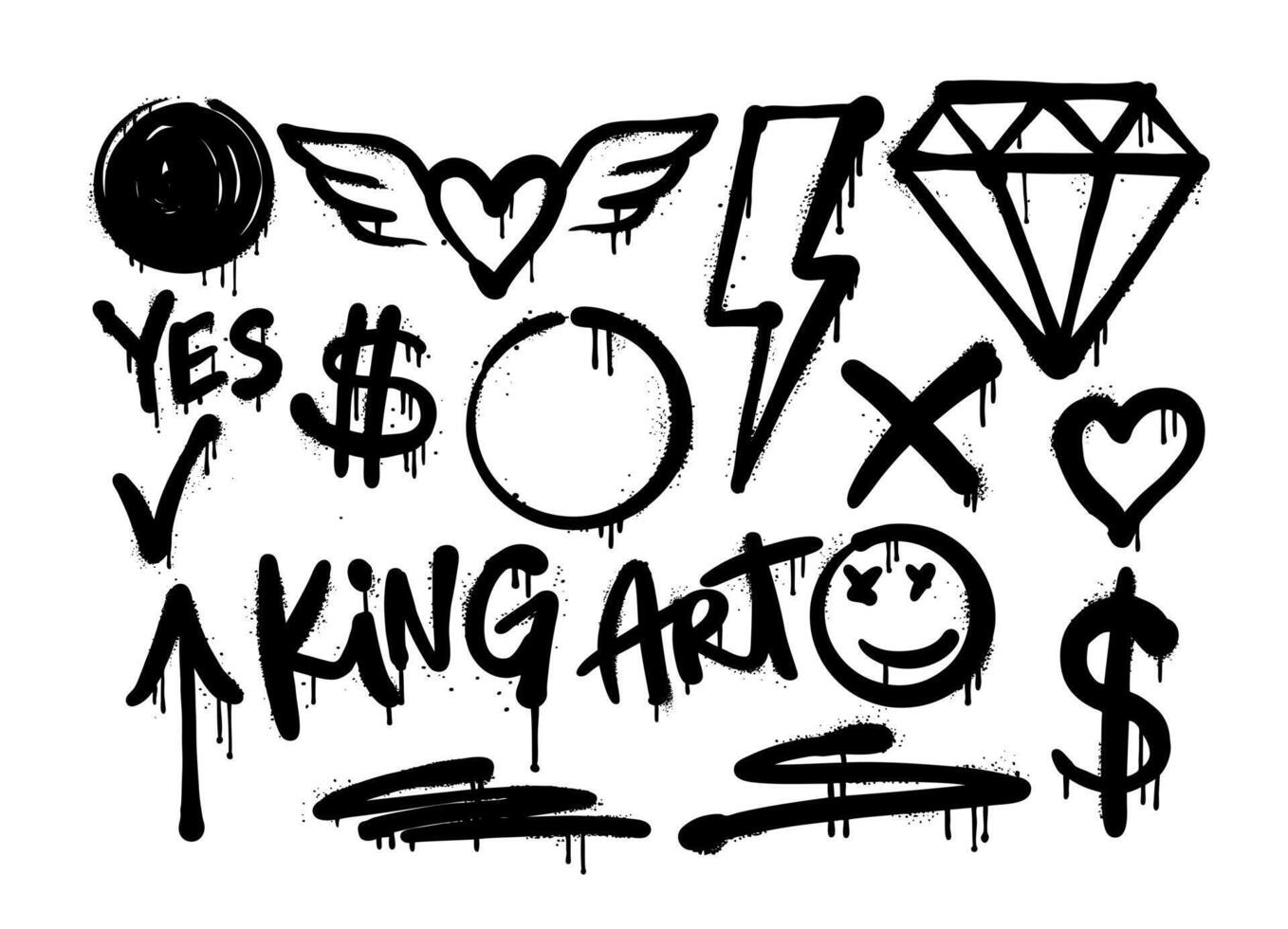 Graffity wall elements spray pattern set. vector