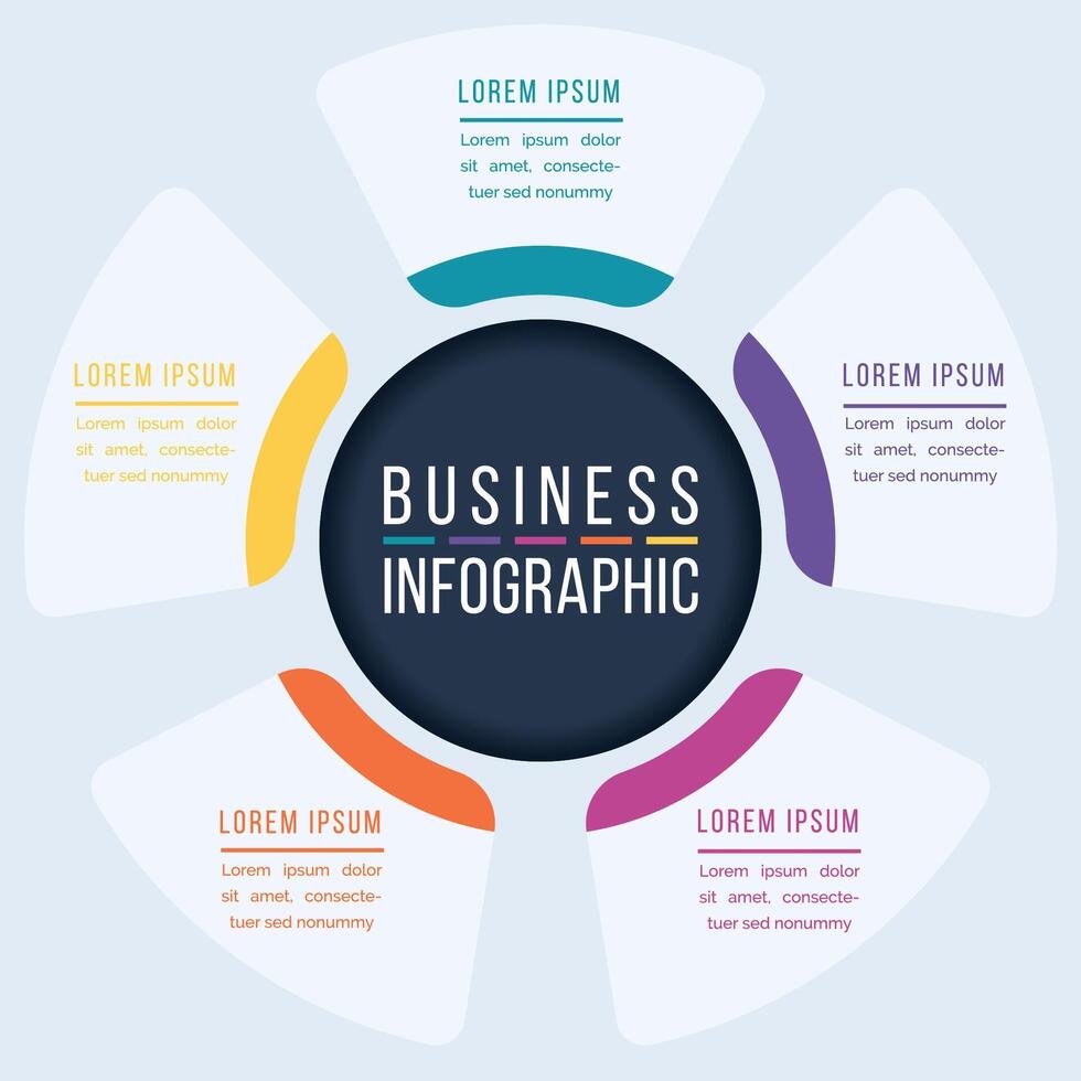 5 Options Infographic circle design 5 steps, objects, elements or options information business infographic template vector