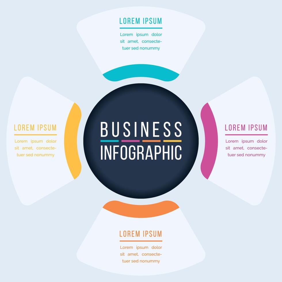 4 Options Infographic circle design 4 steps, objects, elements or options business information vector
