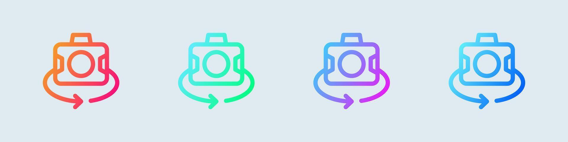 Selfie line icon in gradient colors. Photo signs illustration. vector