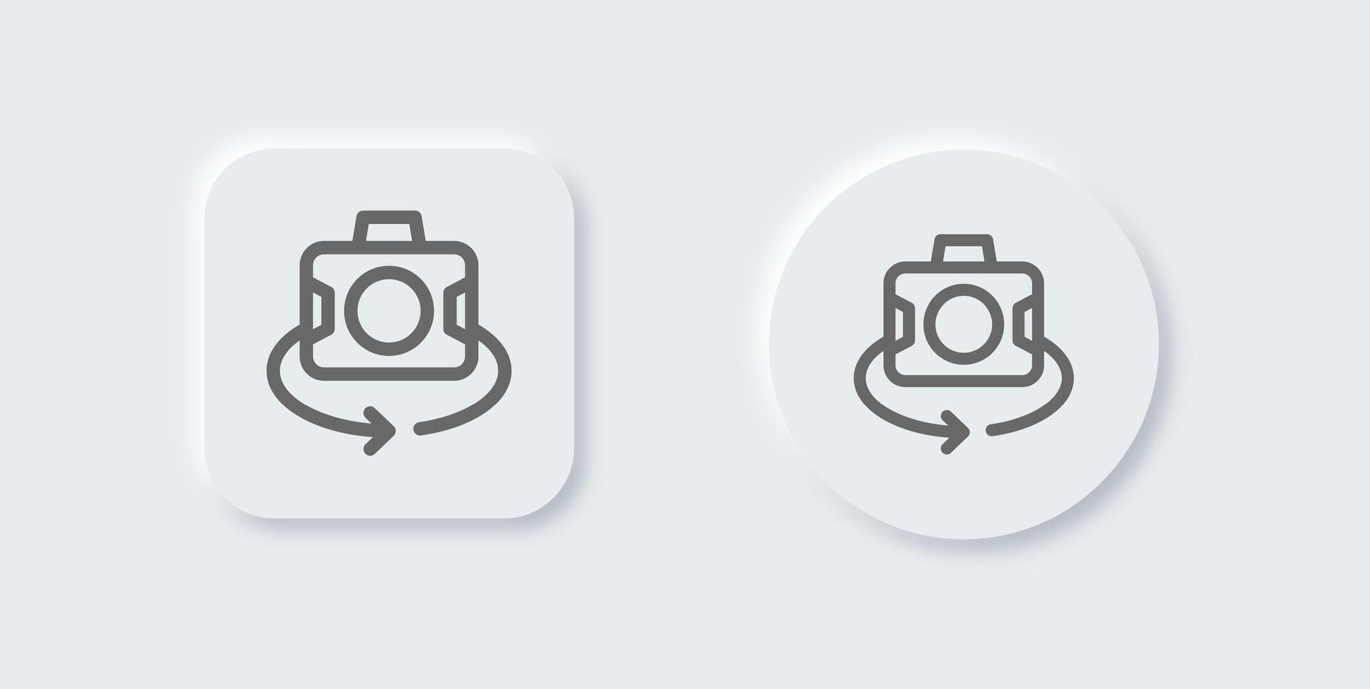 Selfie line icon in neomorphic design style. Photo signs illustration. vector