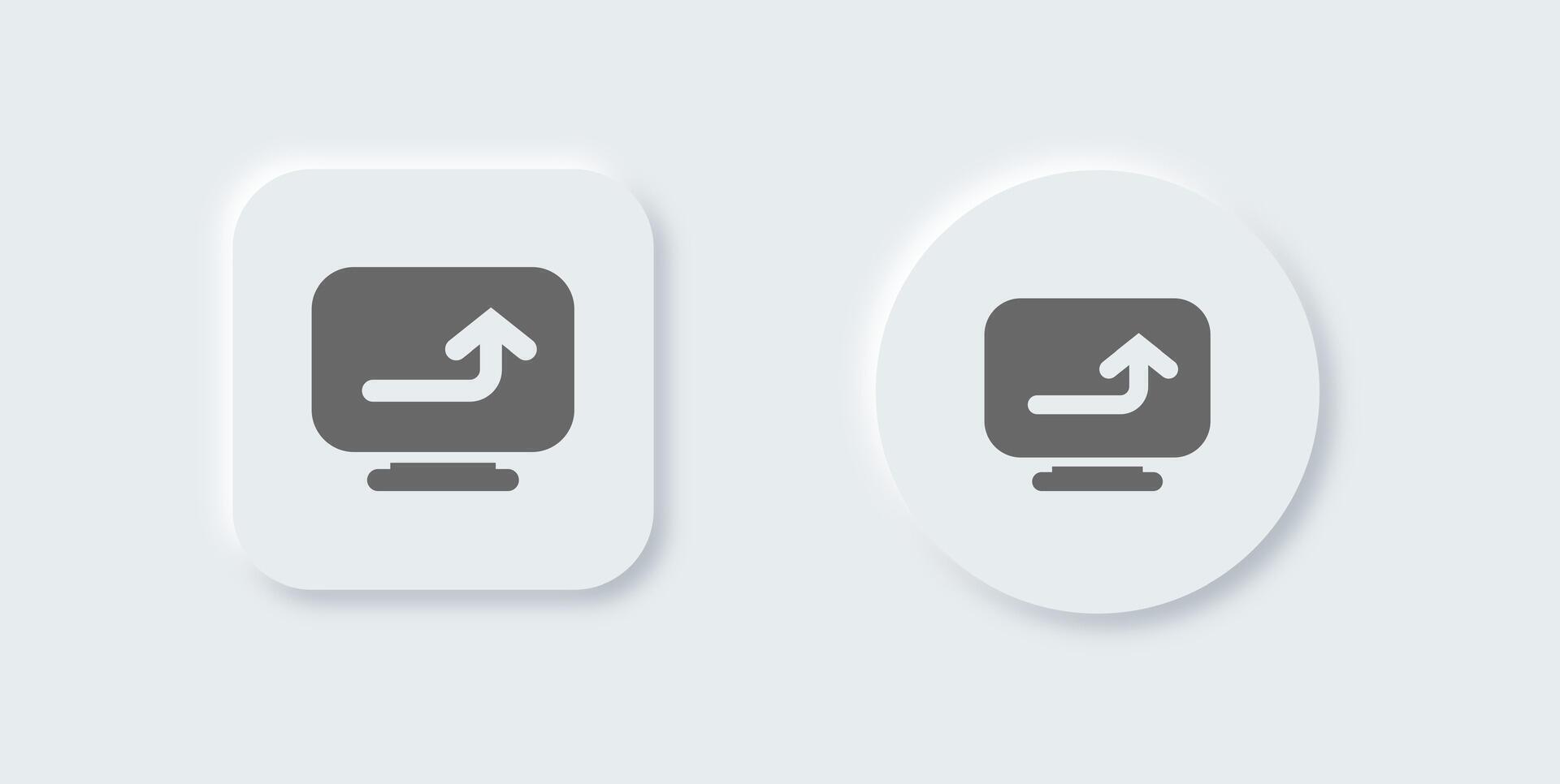 Upload solid icon in neomorphic design style. Arrow signs illustration. vector