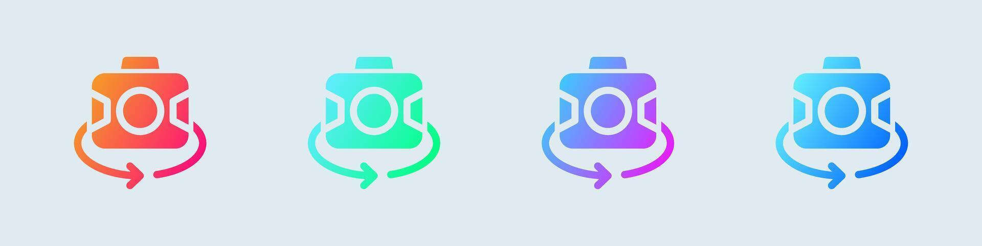 Selfie solid icon in gradient colors. Photo signs illustration. vector