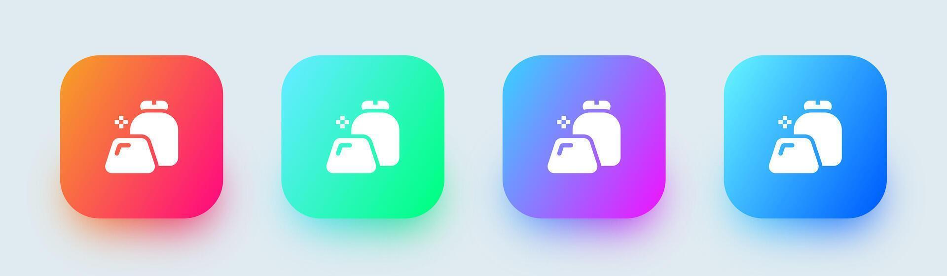 Gold solid icon in square gradient colors. Wealth signs illustration. vector