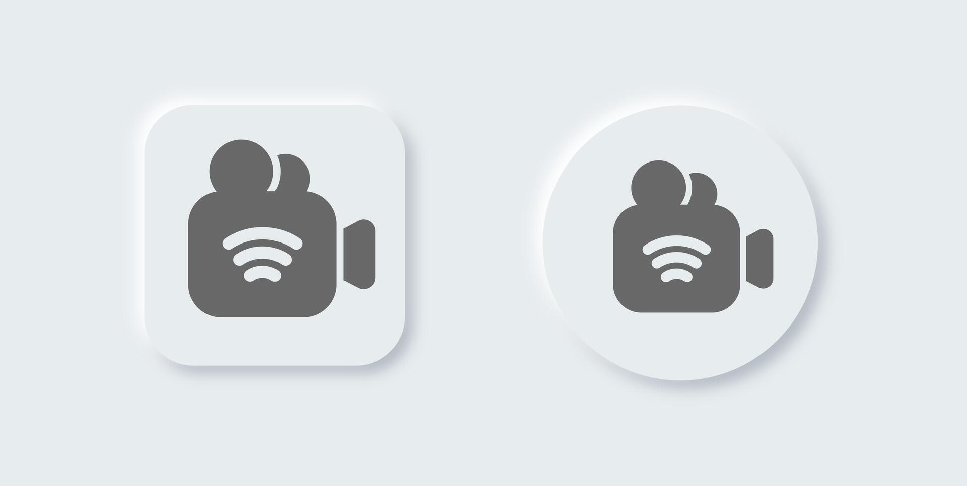 Broadcast solid icon in neomorphic design style. Online signs illustration. vector