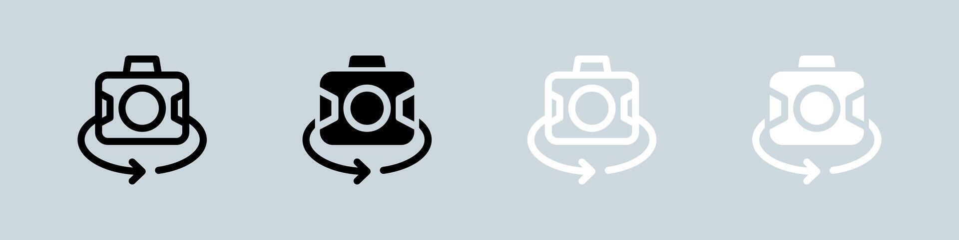 Selfie icon set in black and white. Photo signs illustration. vector