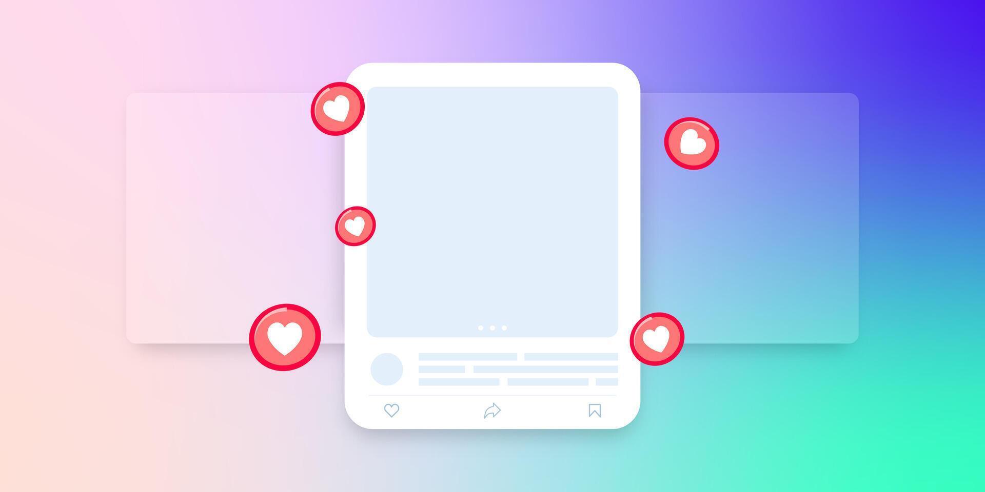 Social media mock up collection. Colorful social media interface. vector