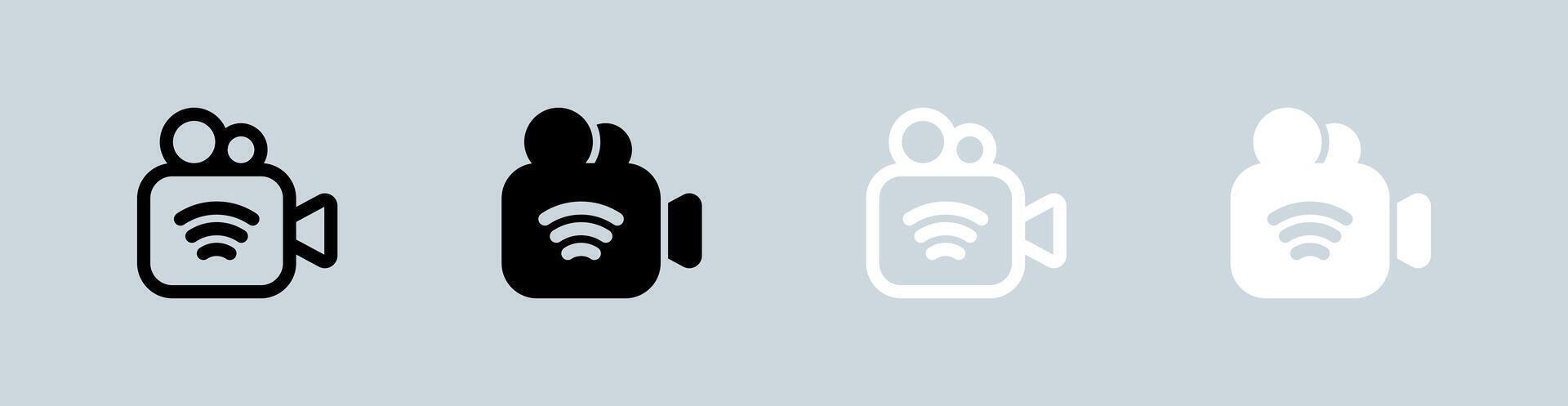 Broadcast icon set in black and white. Online signs illustration. vector
