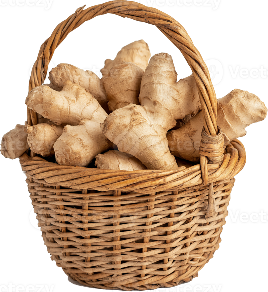 Ginger Spice isolated, Ginger Clipart, Fresh ginger in a basket illustration png