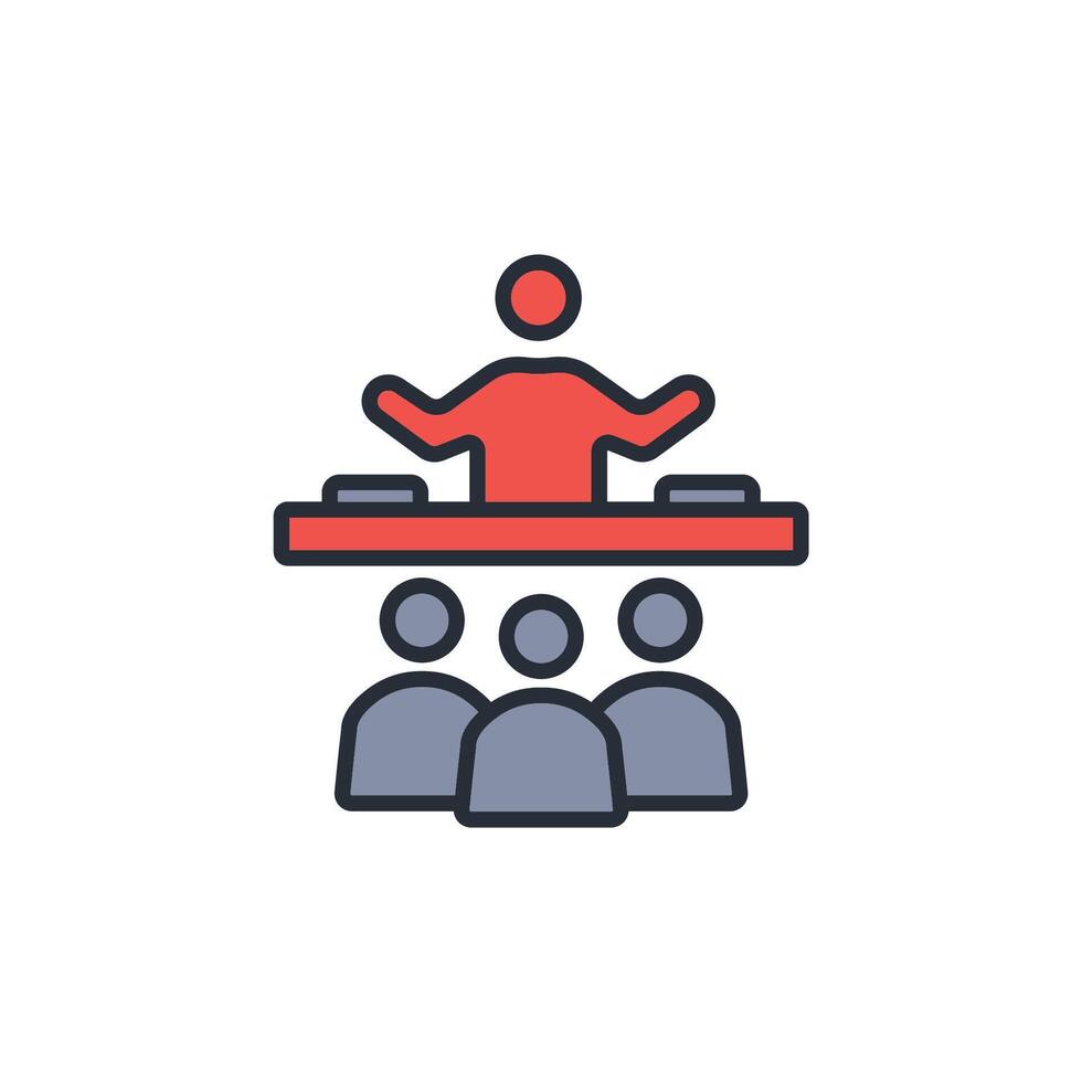 dj icon. .Editable stroke.linear style sign for use web design,logo.Symbol illustration. vector