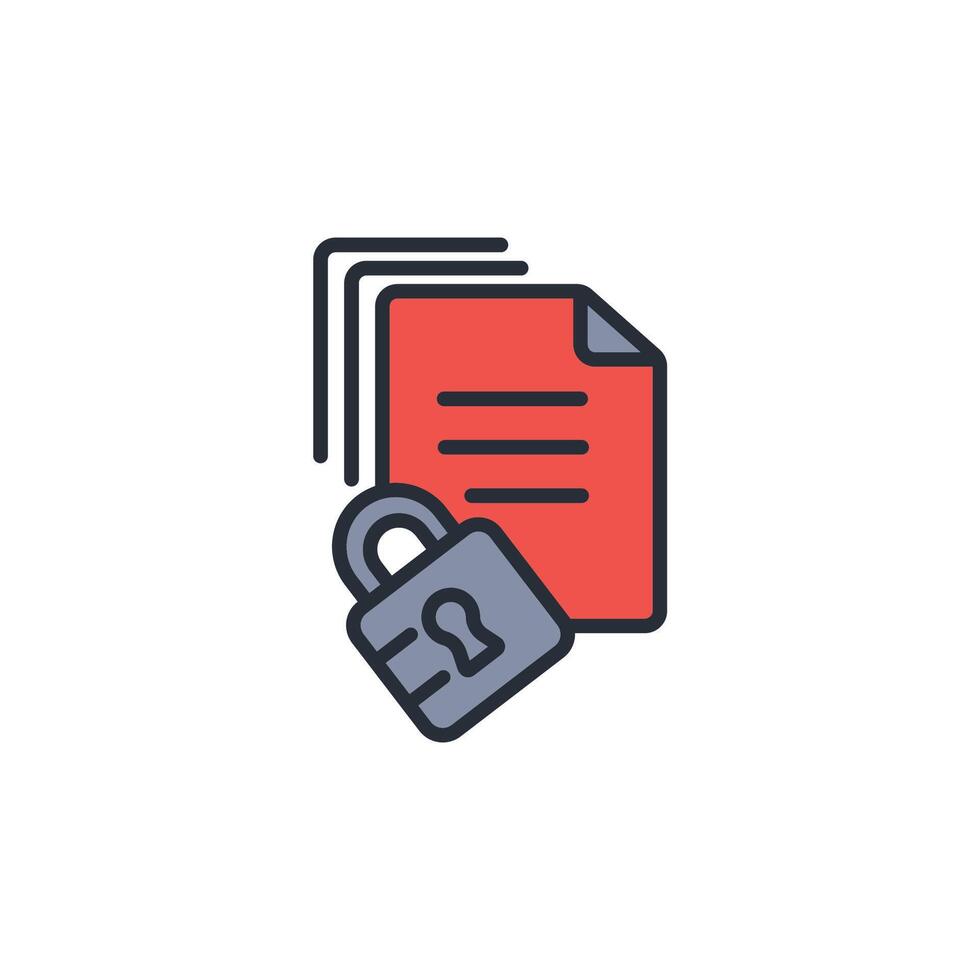 Document lock icon. .Editable stroke.linear style sign for use web design,logo.Symbol illustration. vector