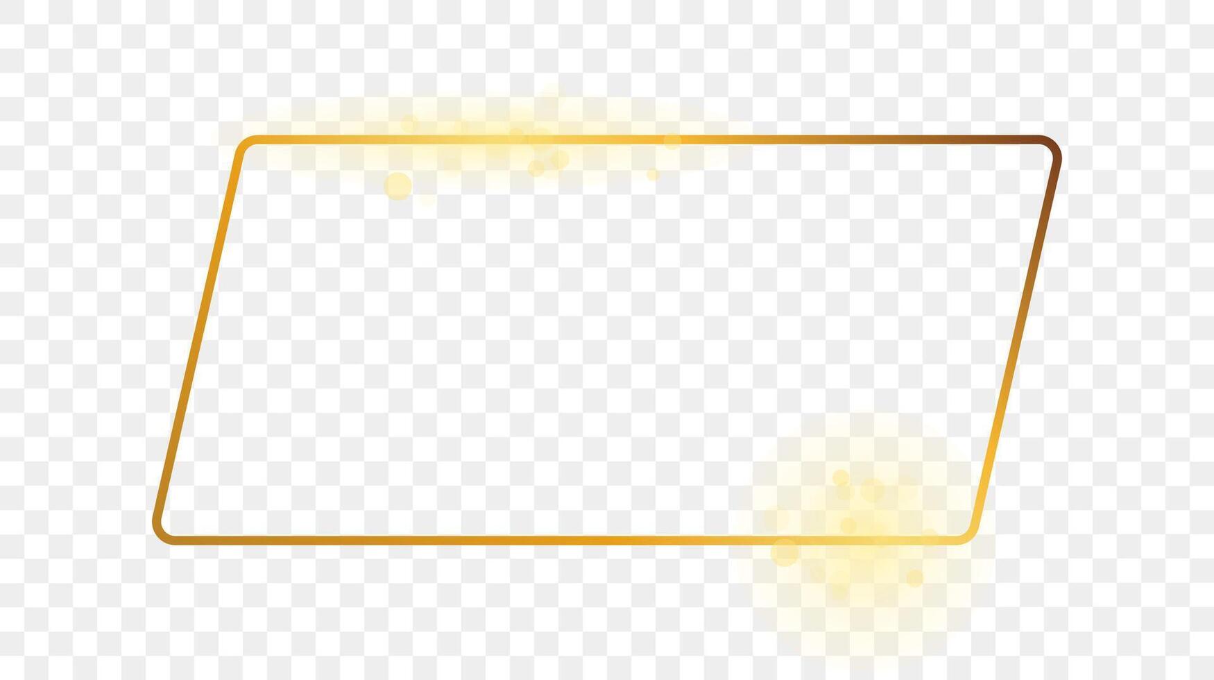 Gold glowing rounded rectangular shape frame vector