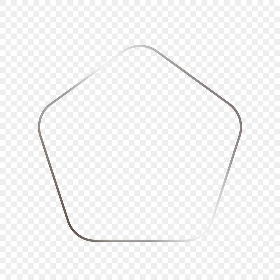 Silver glowing rounded pentagon shape frame vector