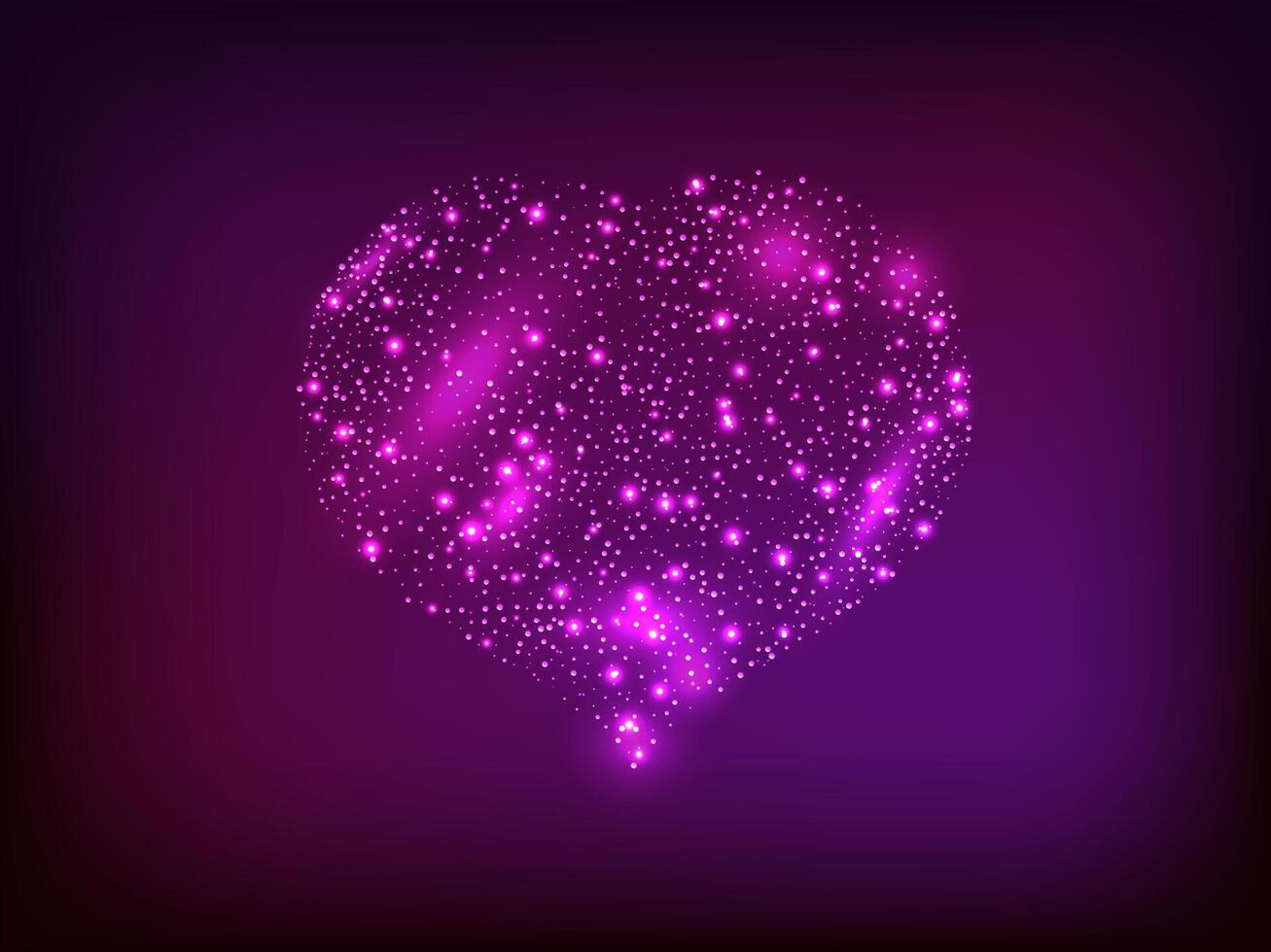 Neon heart on dark background vector