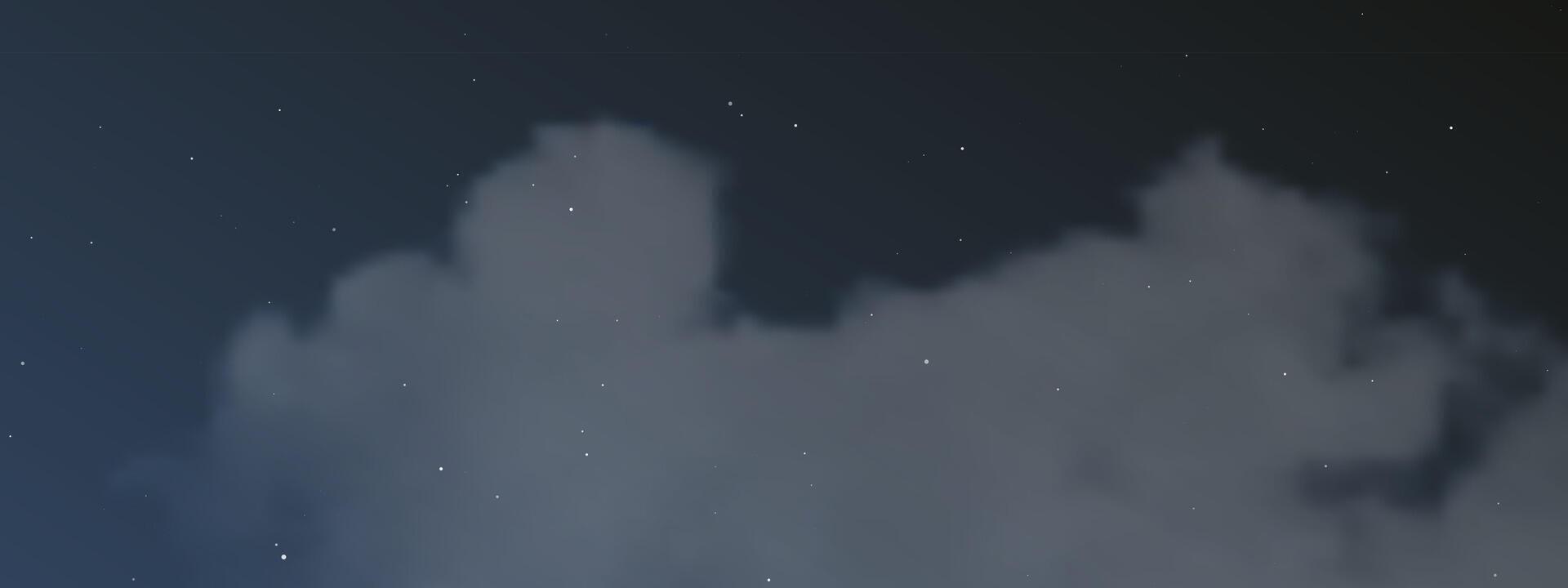 Night sky with clouds and many stars vector