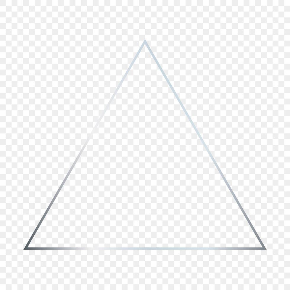 Silver glowing triangle frame vector