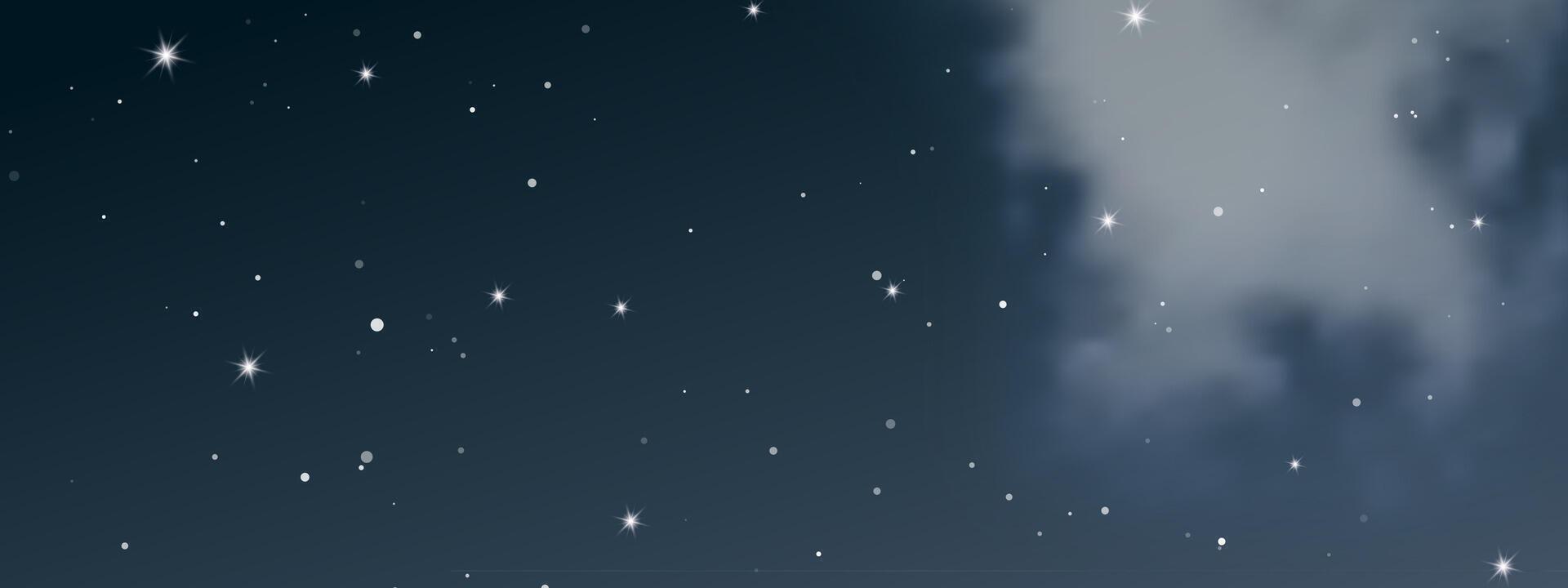 Night sky with clouds and many stars vector