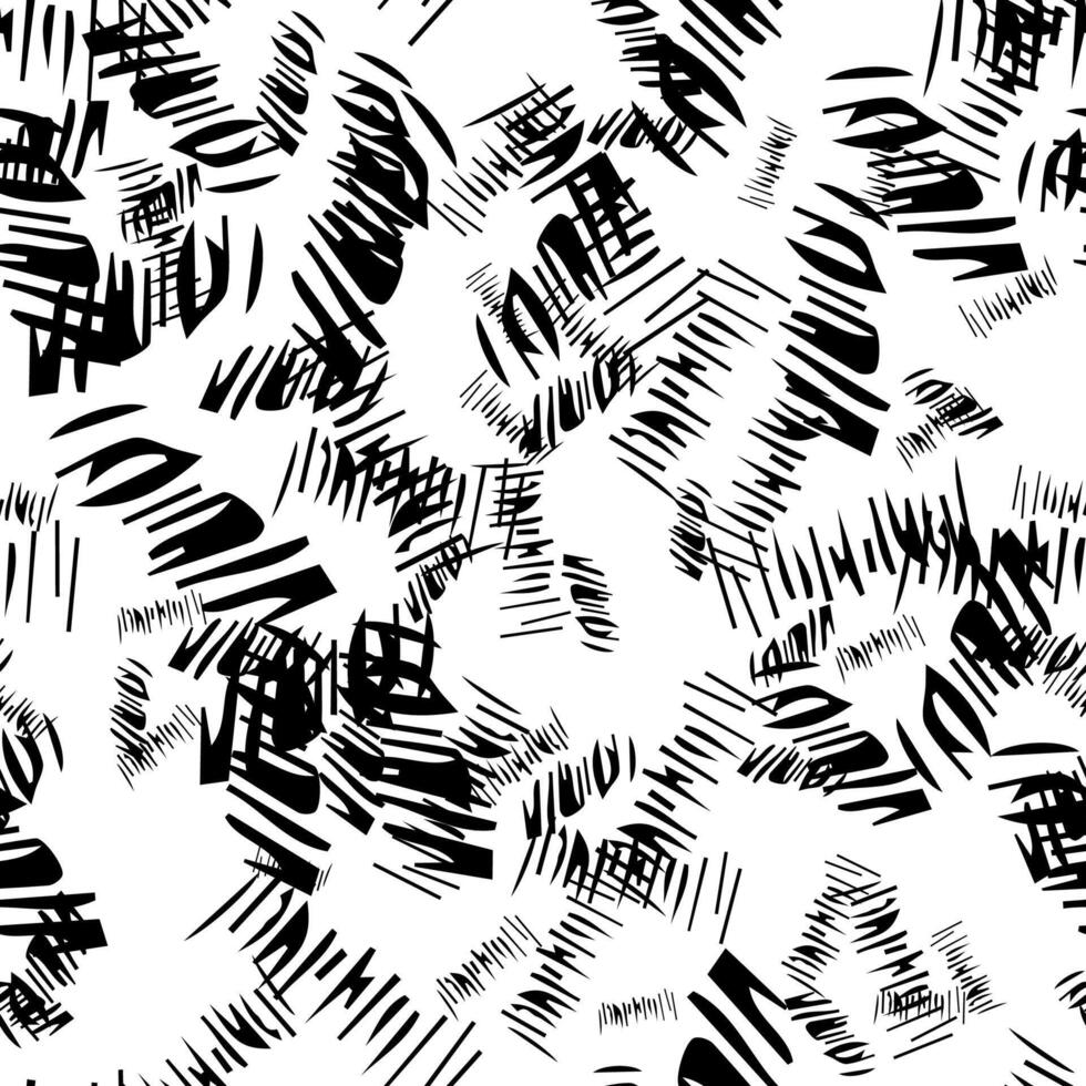 Seamless pattern with black pencil brushstrokes vector