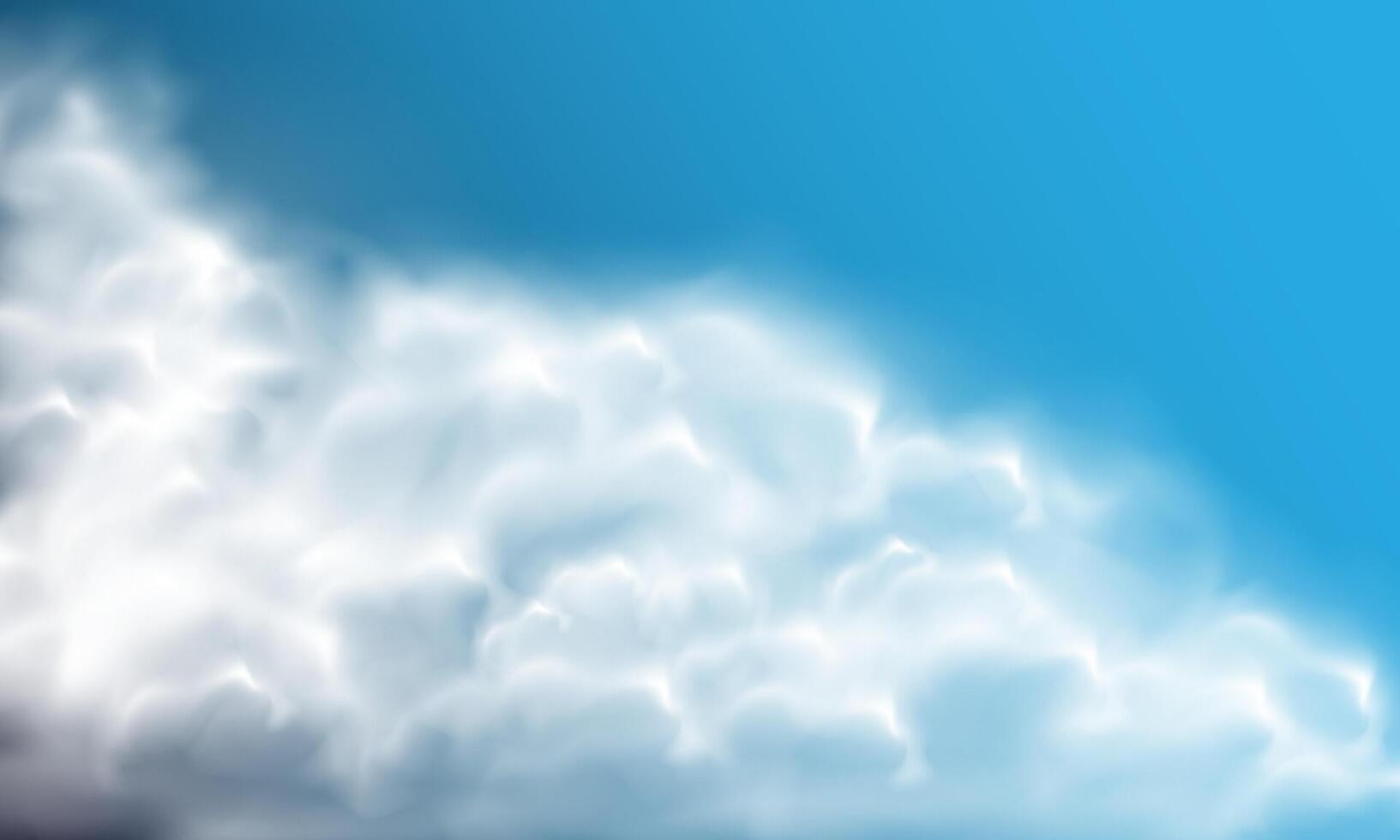 of realistic white cloud on blue sky background vector
