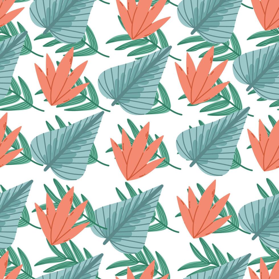 Modern exotic floral jungle pattern.Graphic pattern with exotic plants for the travel industry, label, beach collection. vector