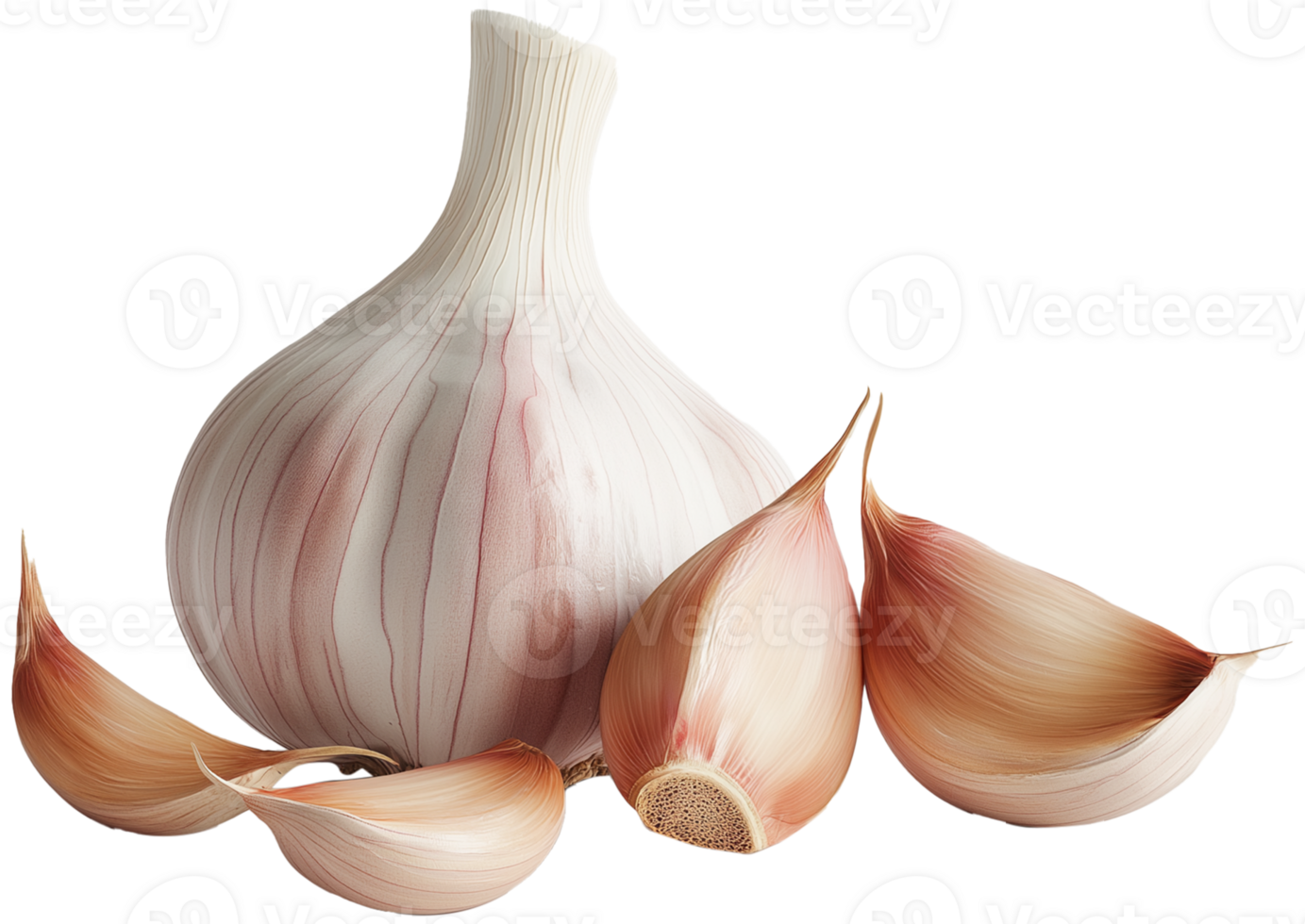 Garlic Plant isolated - Garlic bulb and clove illustration png