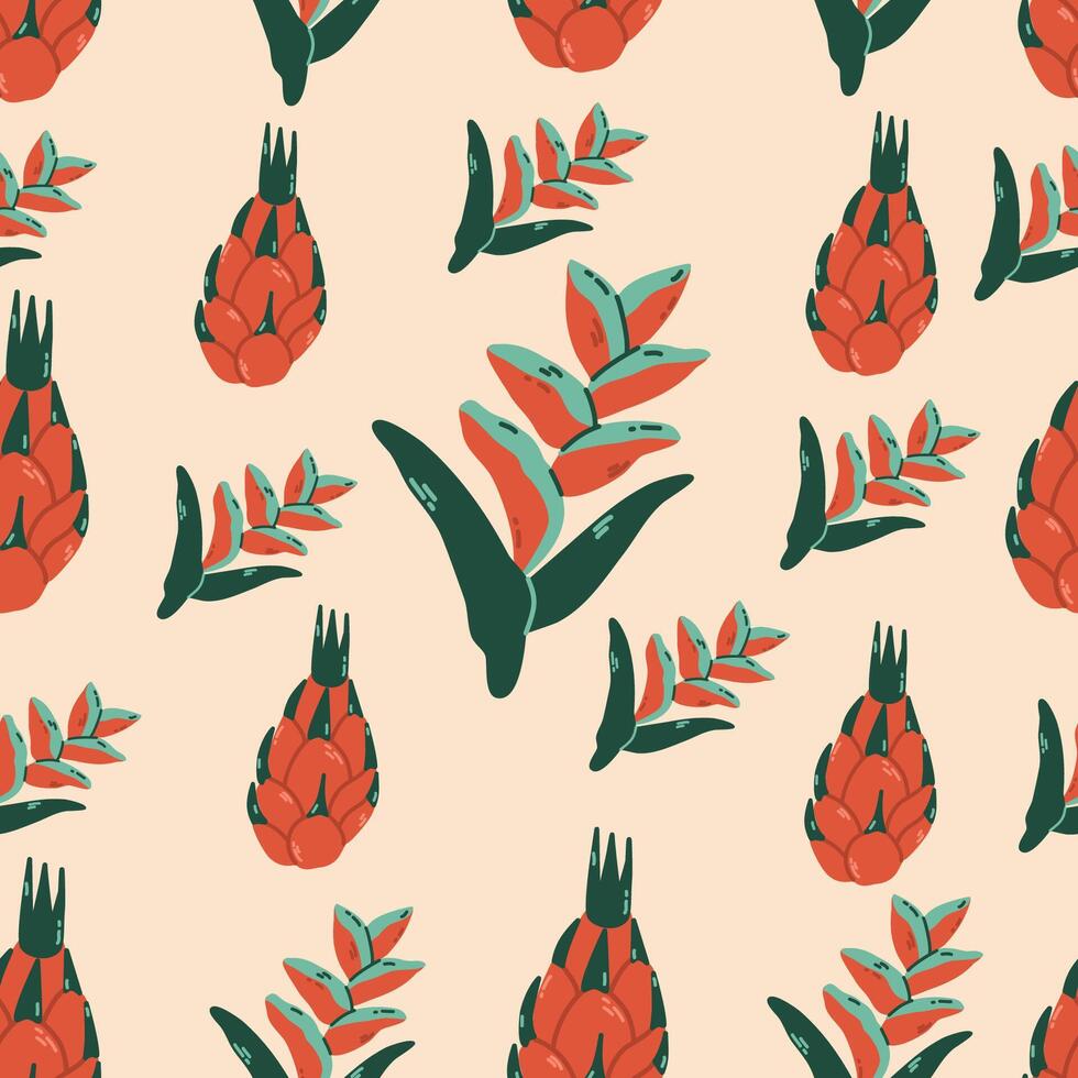 Modern exotic floral jungle pattern.Graphic pattern with exotic plants for the travel industry, label, beach collection. vector