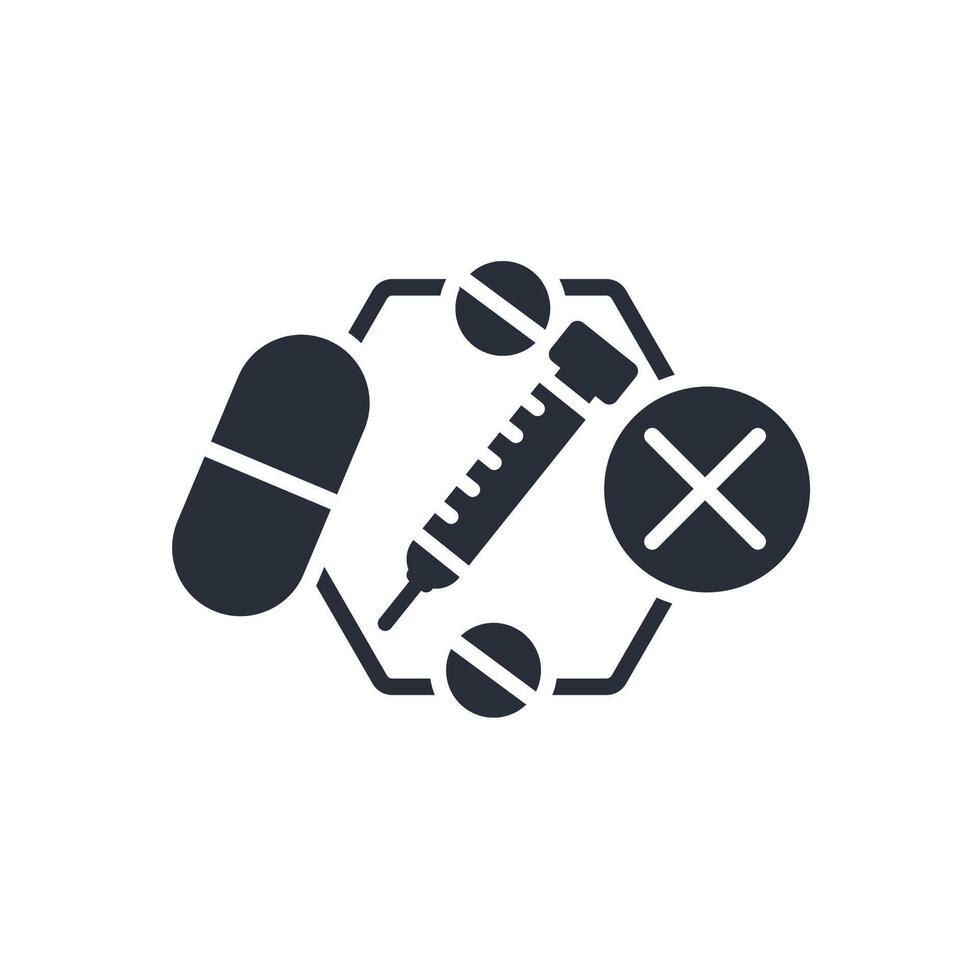 No Drugs icon. .Editable stroke.linear style sign for use web design,logo.Symbol illustration. vector