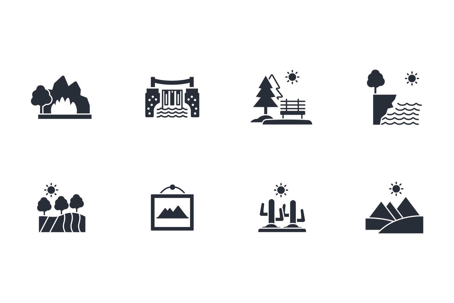 Landscape icon set..Editable stroke.linear style sign for use web design,logo.Symbol illustration. vector