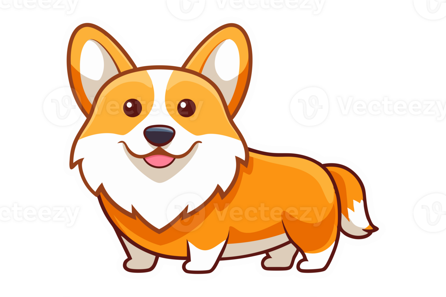 Cute corgi dog character isolated on the transparent background png