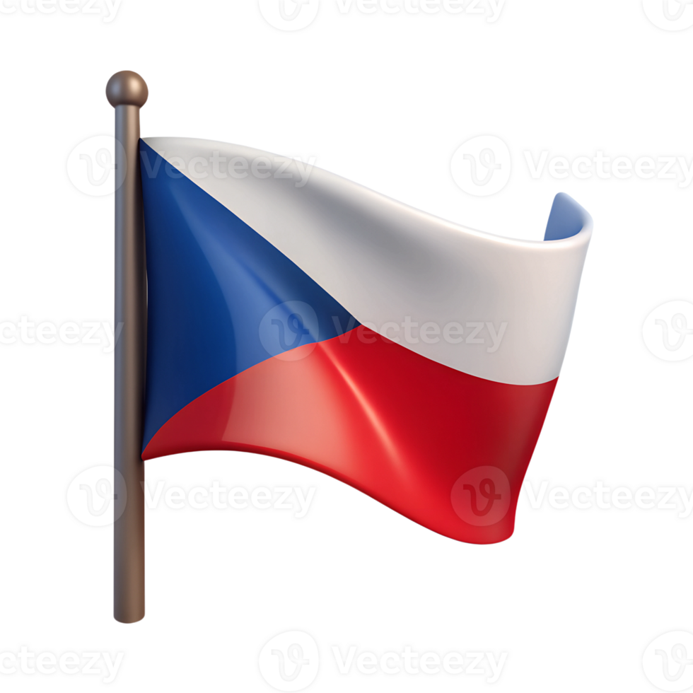 National flag of the Czech Republic 3d illustration isolated on the transparent background png