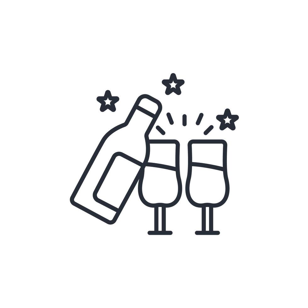Champagne icon. .Editable stroke.linear style sign for use web design,logo.Symbol illustration. vector