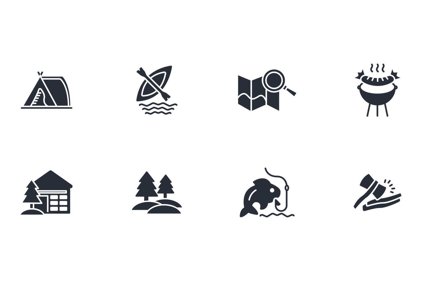 Camping icon set..Editable stroke.linear style sign for use web design,logo.Symbol illustration. vector