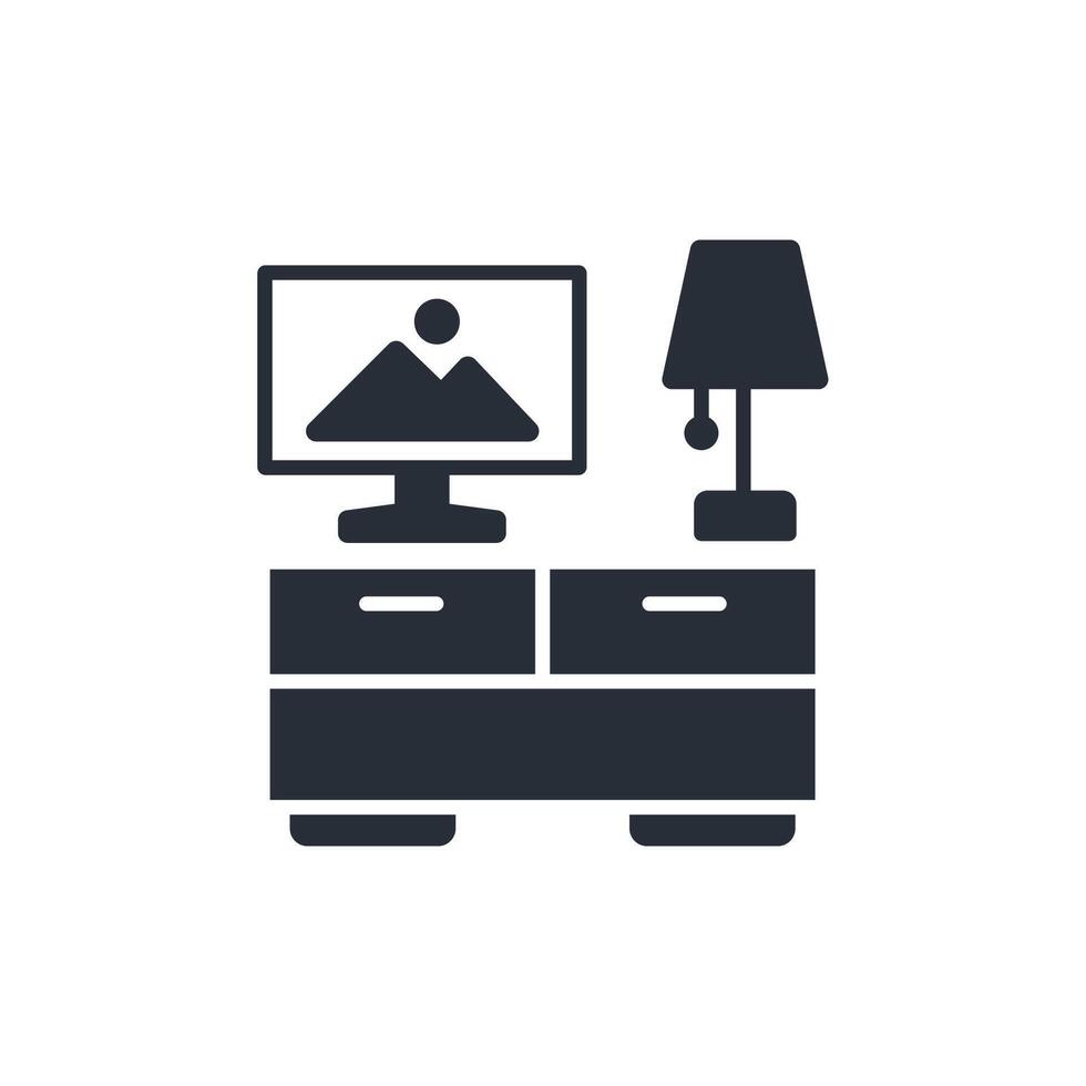 tv dresser icon. .Editable stroke.linear style sign for use web design,logo.Symbol illustration. vector
