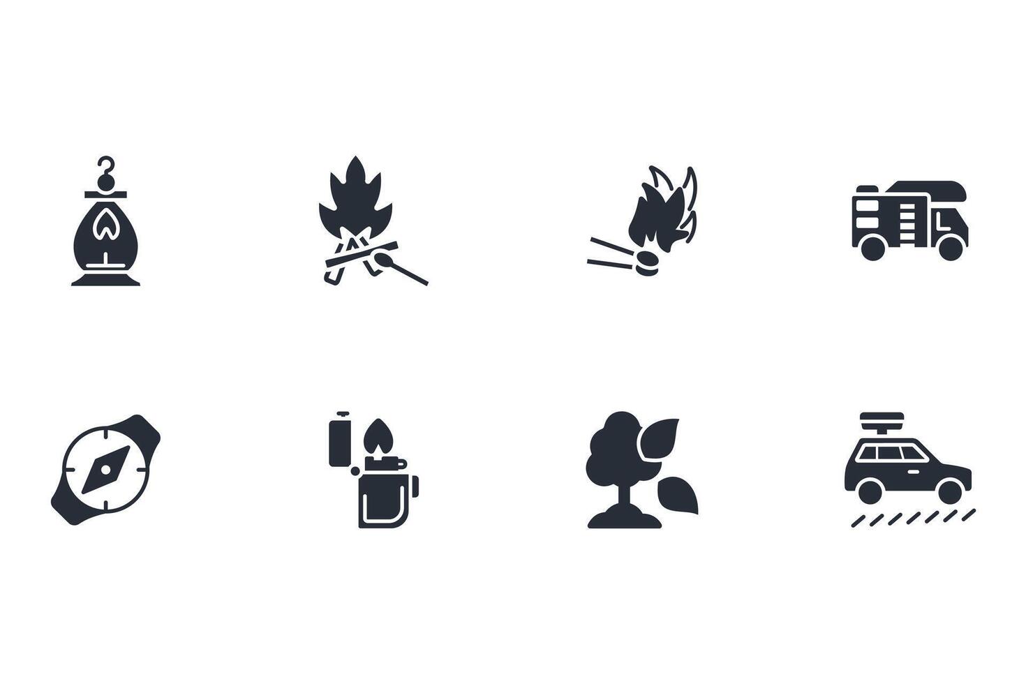 Camping icon set..Editable stroke.linear style sign for use web design,logo.Symbol illustration. vector