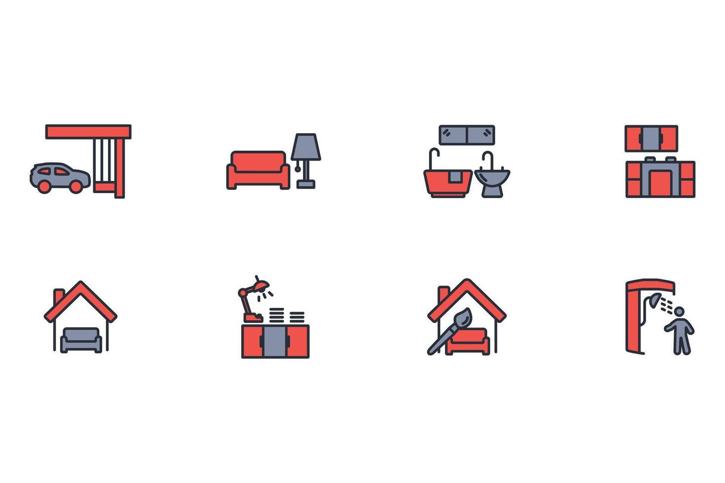 Home interior icon set..Editable stroke.linear style sign for use web design,logo.Symbol illustration. vector