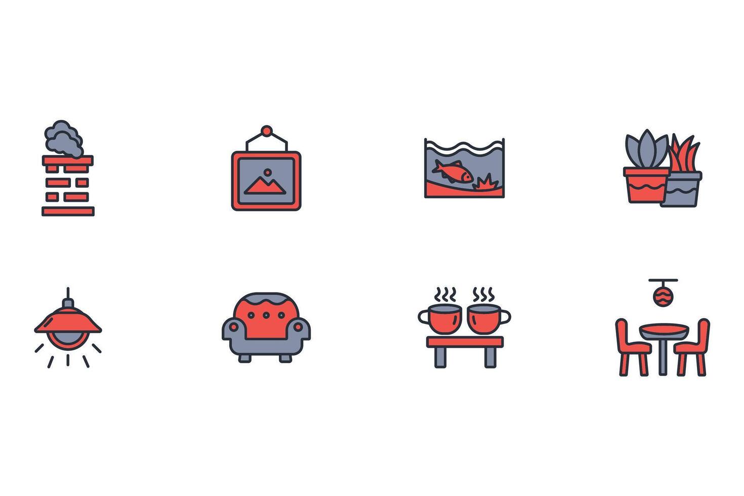 Home interior icon set..Editable stroke.linear style sign for use web design,logo.Symbol illustration. vector