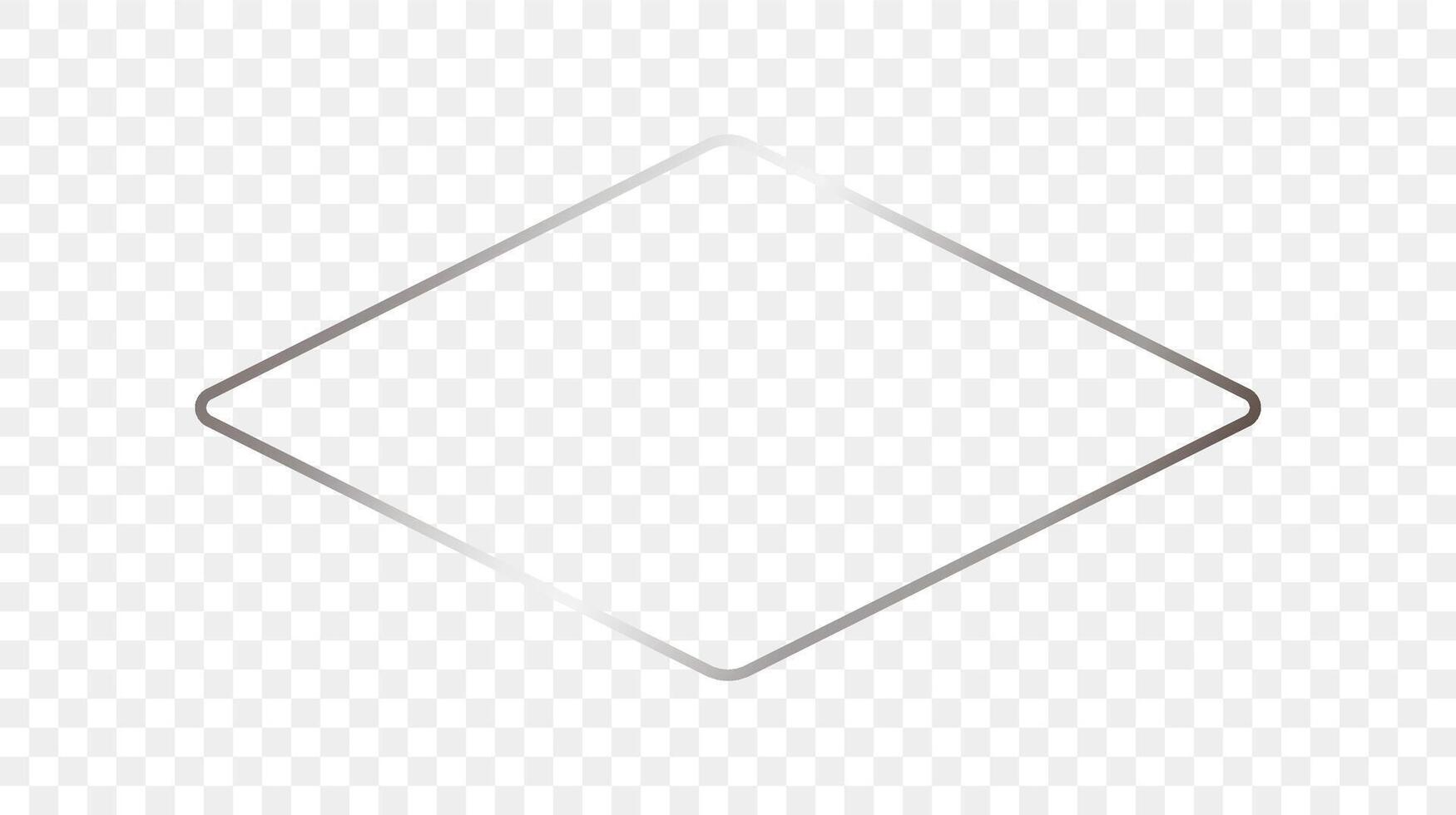 Silver glowing rounded rhombus shape frame vector