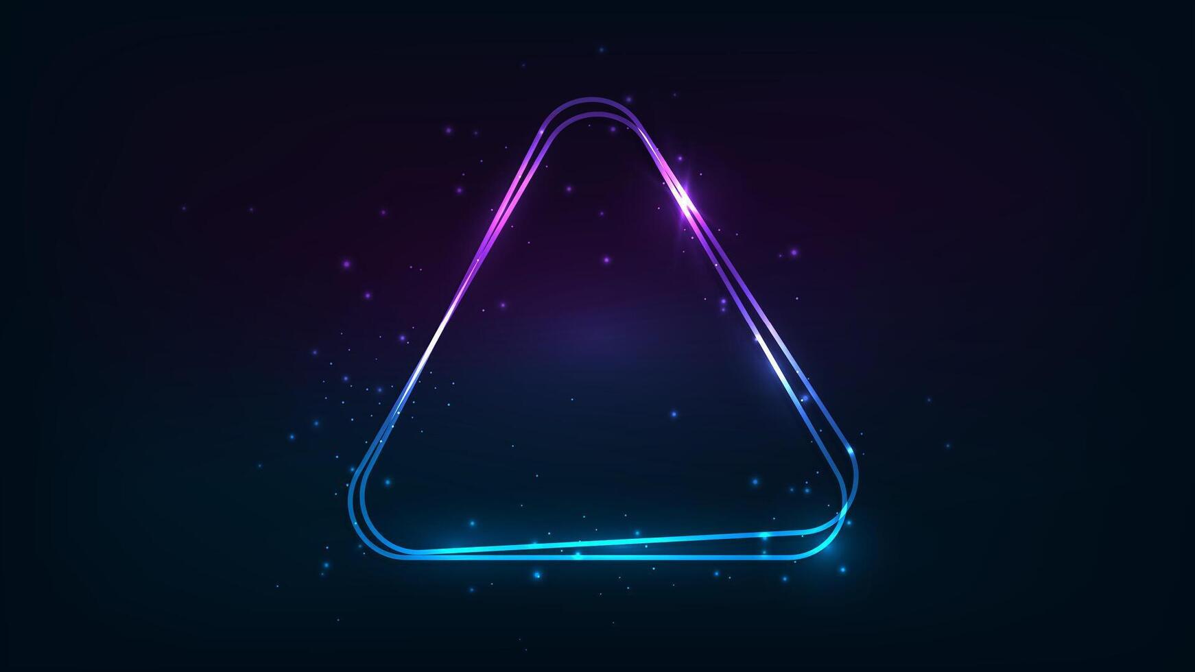 Neon rounded triangle frame with shining effects vector