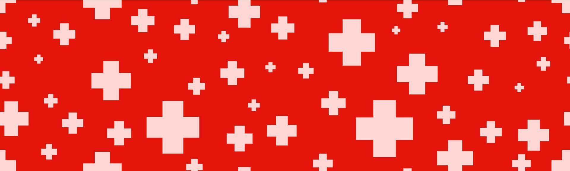 Seamless hospital background with plus symbols vector